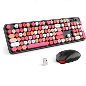 Colorful Wireless Keyboard and Mouse Set